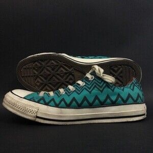Converse All-Star - Men Sz 7.5/Women Sz 9.5-Teal Chevron Print Low Skate-146758C